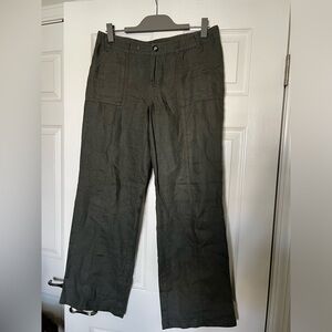 INC Wide Leg Olive Drab Linen Cargo Pants